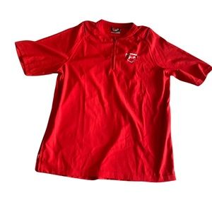 Red Boys Under Armour Baseball Tee, half zip (young teen)